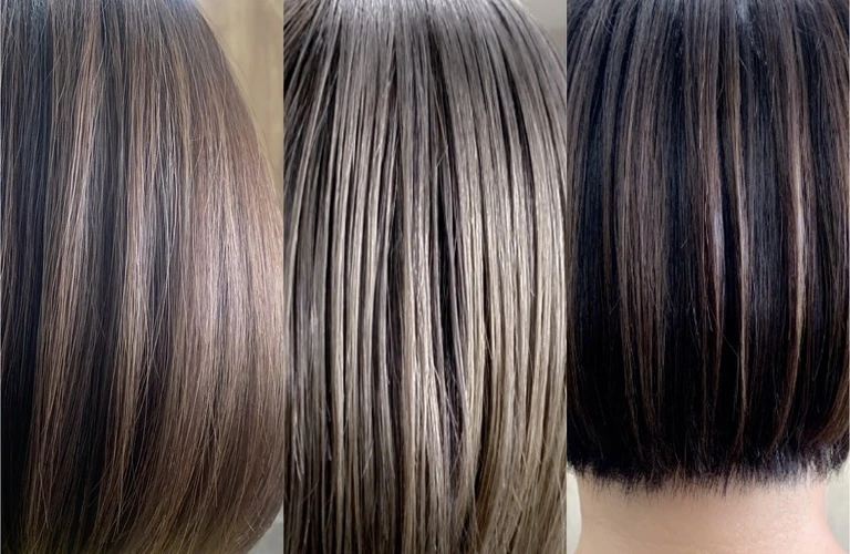 自然なハイライトと白髪ぼかし/奈良県大和郡山市の美容室ならhair salon memento（メメント）かし